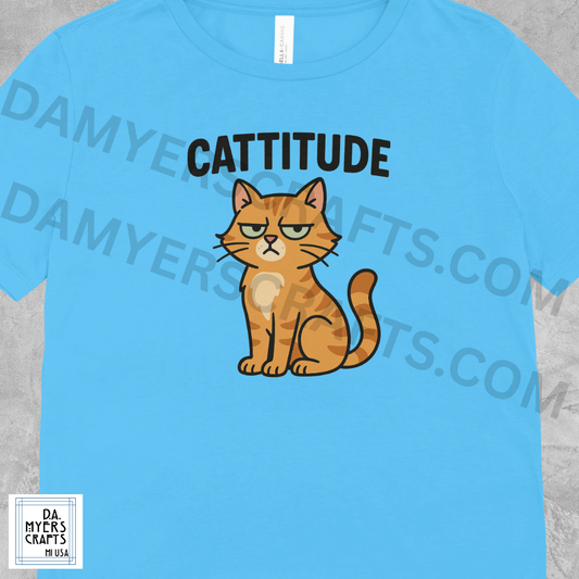 "Cattitude" Orange & White Cat T-Shirt!