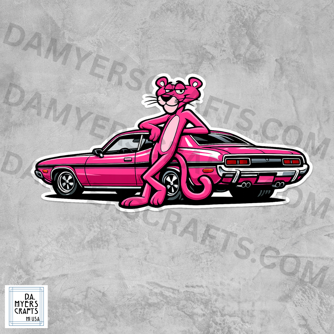 Pink Panther Vintage Car Sticker