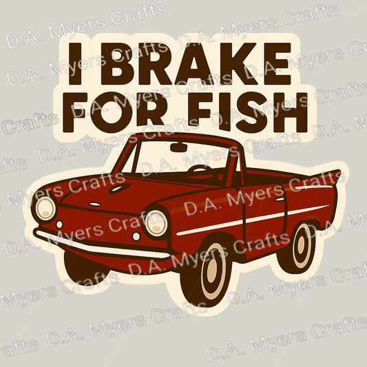 Amphicar "I Brake For Fish" Magnet (Multiple Colors!)