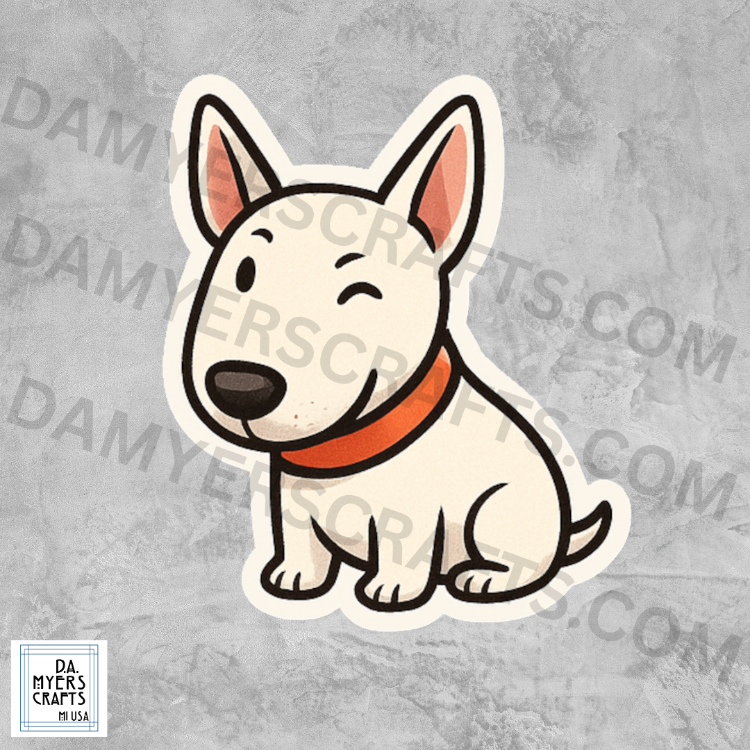 Bull Terrier Sitting & Winking Sticker!