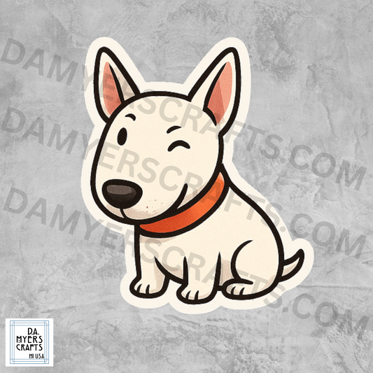Bull Terrier Sitting & Winking Sticker!