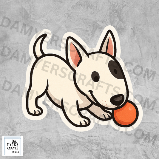 Bull Terrier Playing With Ball Sticker!