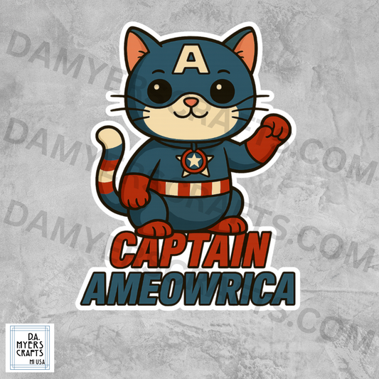 Captain America Inspired "Captain Meowrica" Sticker!