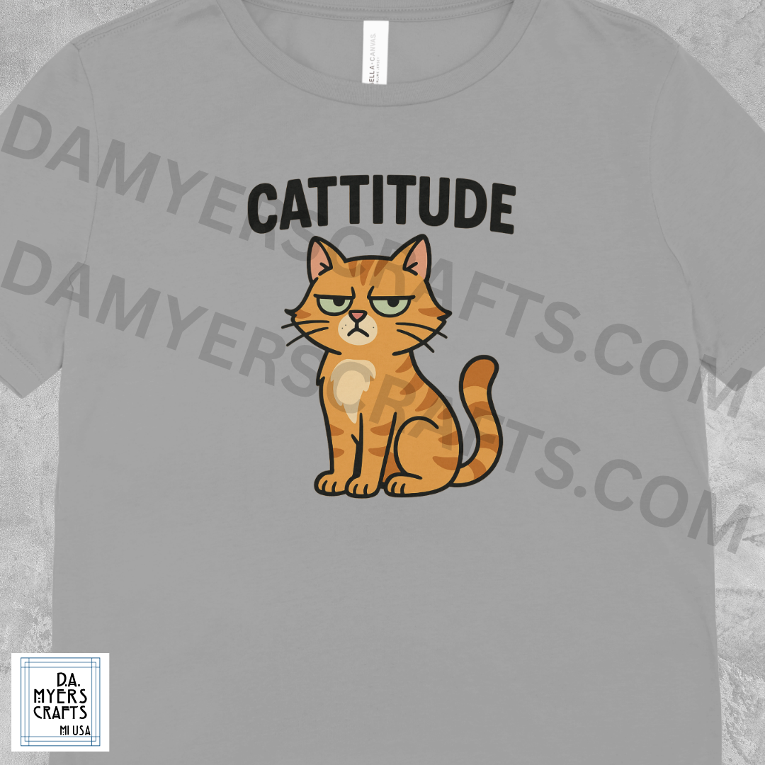 "Cattitude" Orange & White Cat T-Shirt!