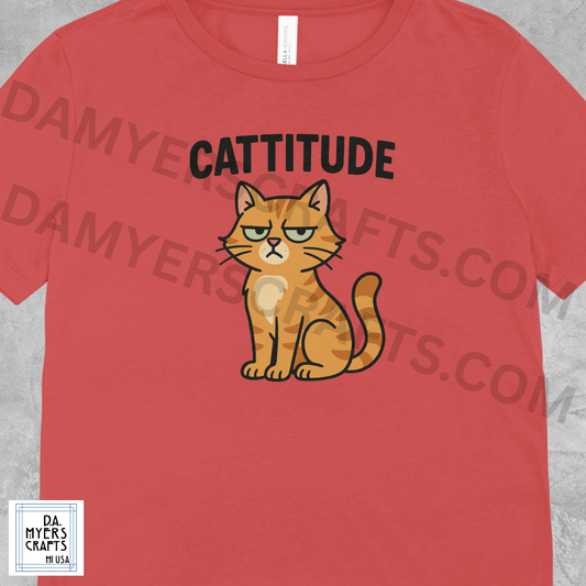 "Cattitude" Orange & White Cat T-Shirt!