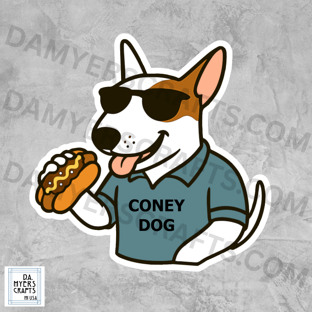 Bull Terrier Detroit Coney Dog Sticker!