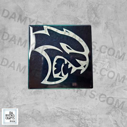 Hellcat Silver & Black Coaster