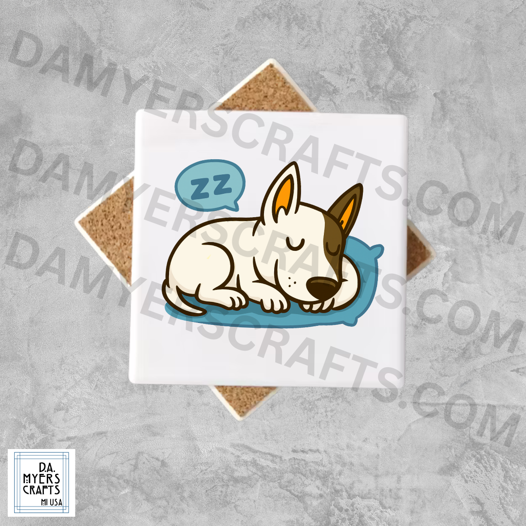 Bull Terrier Napping Coaster!