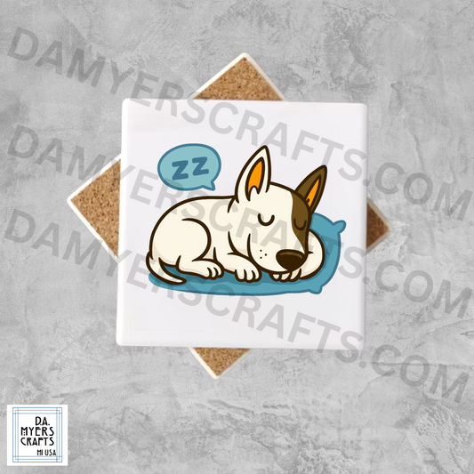 Bull Terrier Napping Coaster!