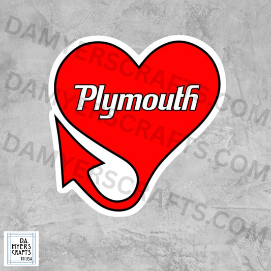 Vintage Plymouth Heart Sticker!
