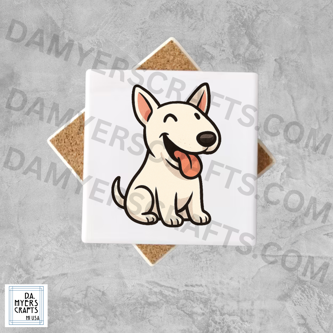 Bull Terrier Sitting & Smiling Coaster