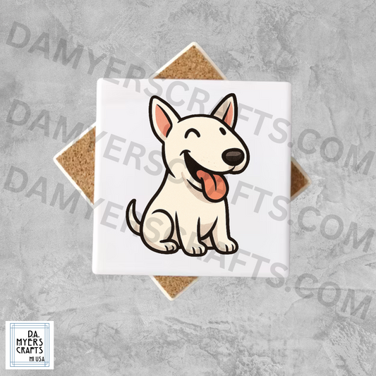 Bull Terrier Sitting & Smiling Coaster