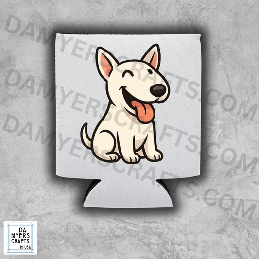 Bull Terrier Sitting & Smiling Koozie/Can Cooler