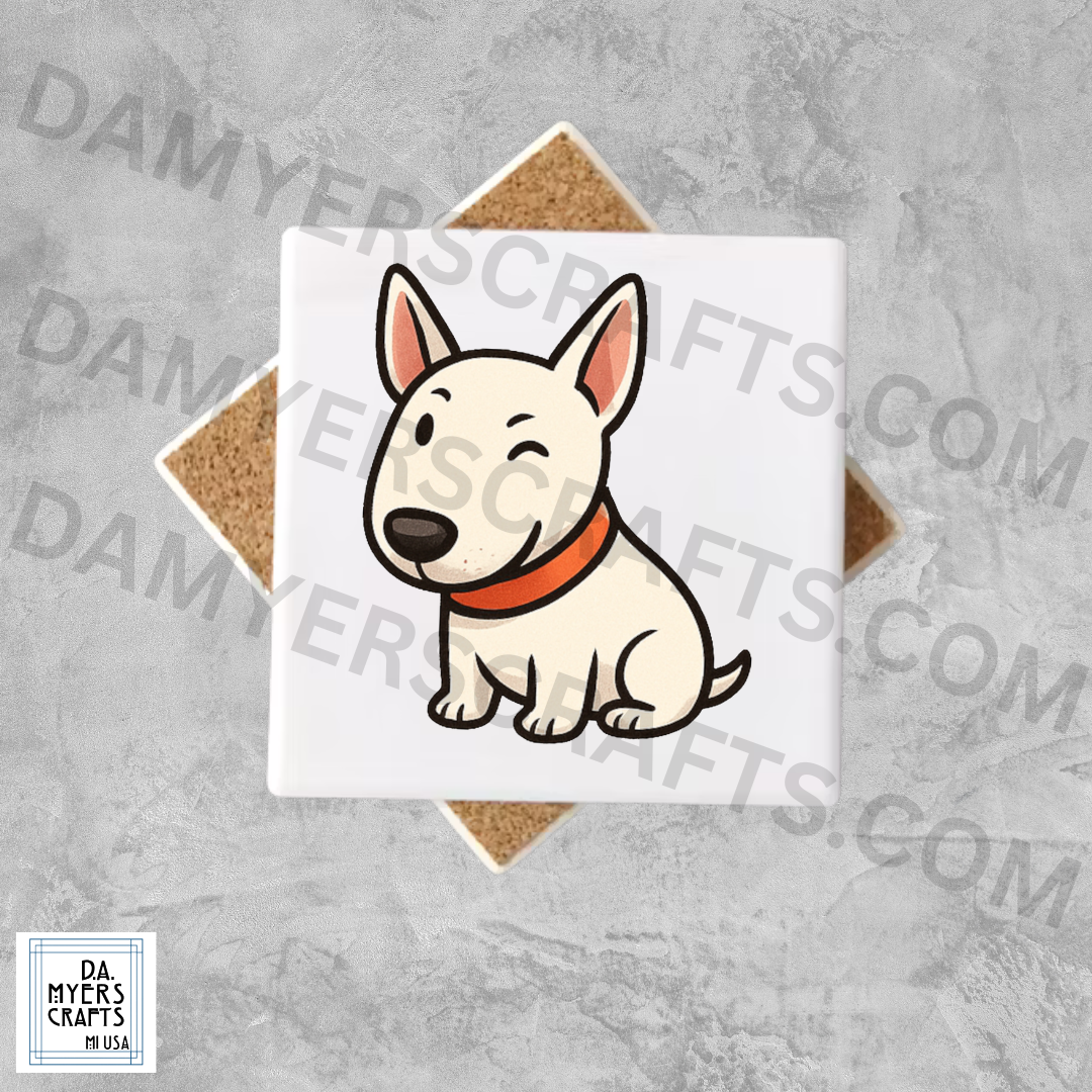 Bull Terrier Sitting & Winking Coaster