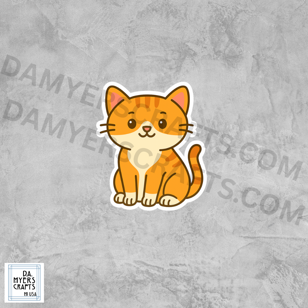 Cute Orange & White Cat Sticker!