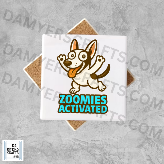 Bull Terrier Zoomies Activated Coaster!