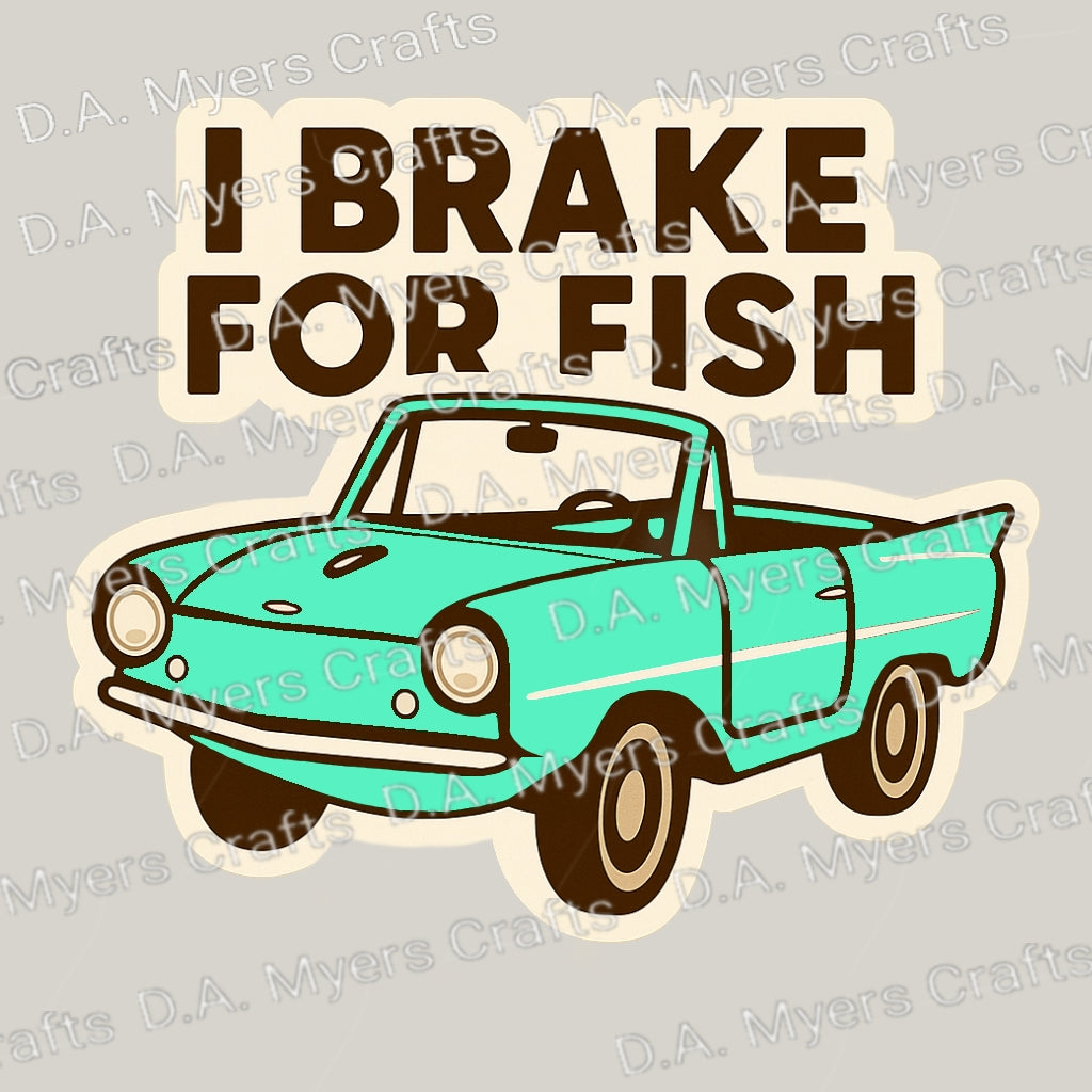 Amphicar "I Brake For Fish" Magnet (Multiple Colors!)